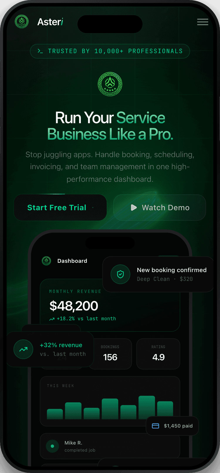 Asteri — mobile view