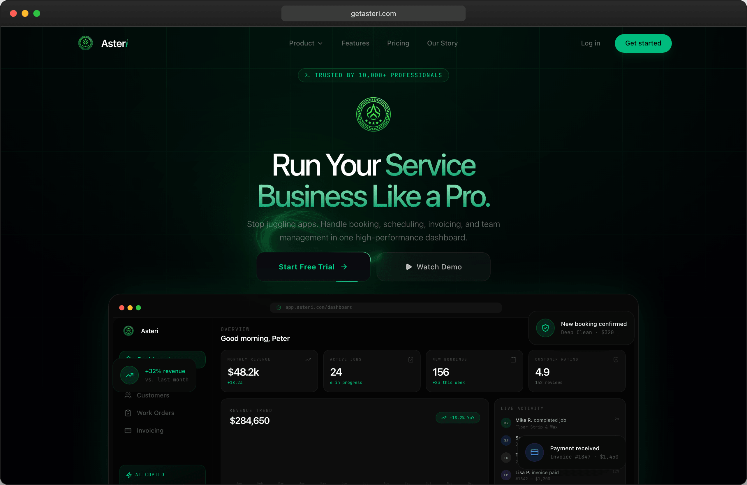 Asteri — desktop view