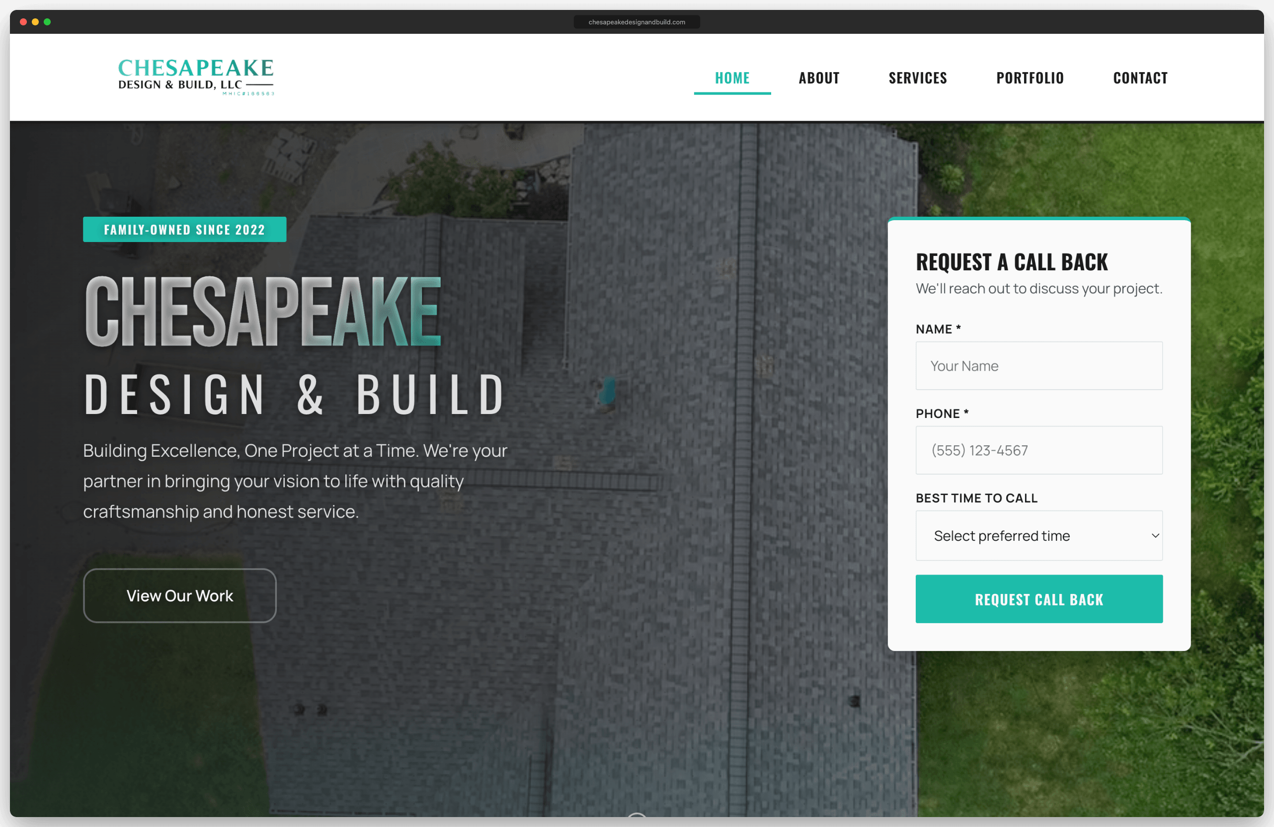 Chesapeake Design & Build — desktop view